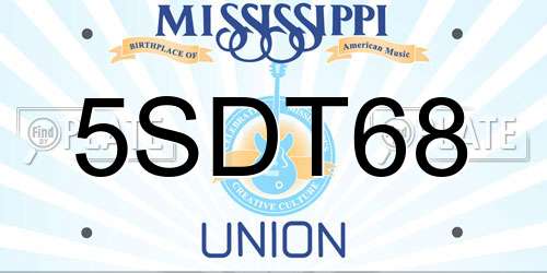 5SDT68 Mississippi License Plate