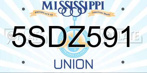 5SDZ591 Mississippi License Plate