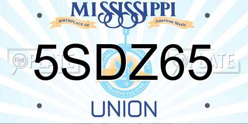 5SDZ65 Mississippi License Plate