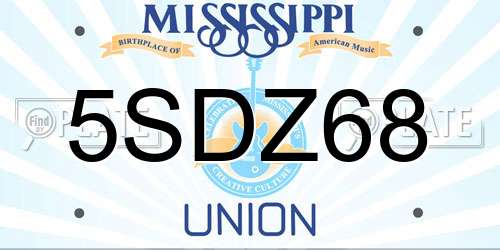 5SDZ68 Mississippi License Plate