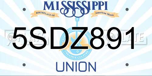 5SDZ891 Mississippi License Plate
