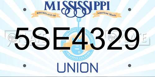 5SE4329 Mississippi License Plate