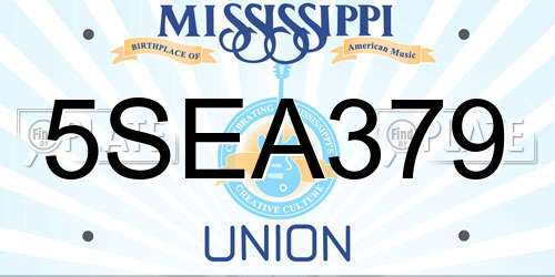 5SEA379 Mississippi License Plate