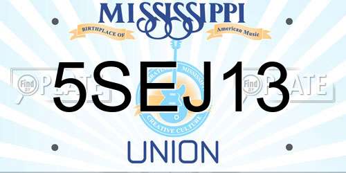 5SEJ13 Mississippi License Plate