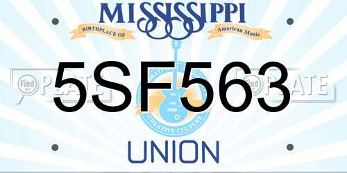 5SF563 Mississippi License Plate