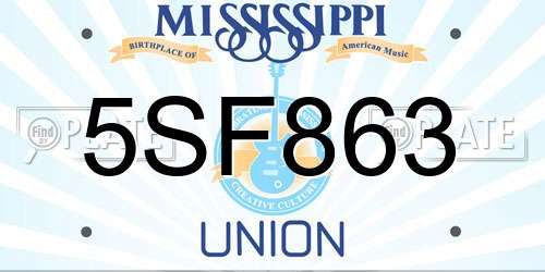 5SF863 Mississippi License Plate