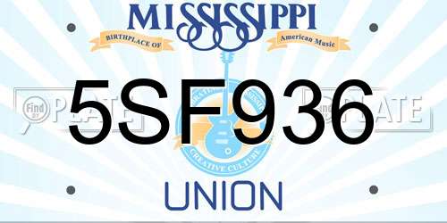5SF936 Mississippi License Plate