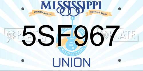 5SF967 Mississippi License Plate