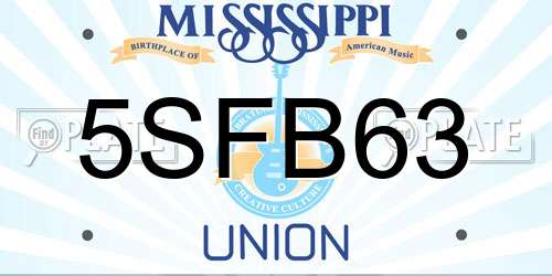5SFB63 Mississippi License Plate