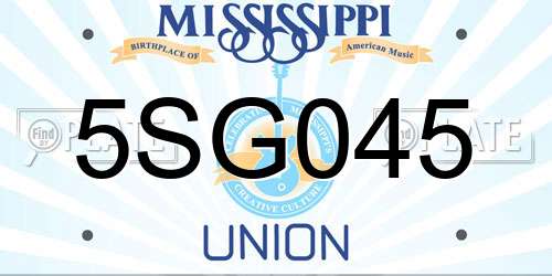 5SG045 Mississippi License Plate