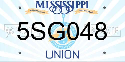 5SG048 Mississippi License Plate