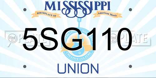 5SG110 Mississippi License Plate