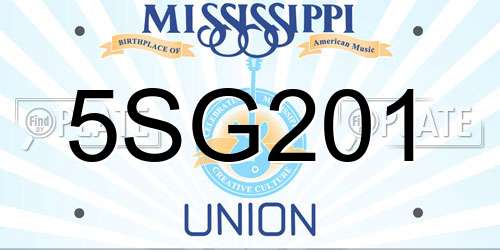 5SG201 Mississippi License Plate