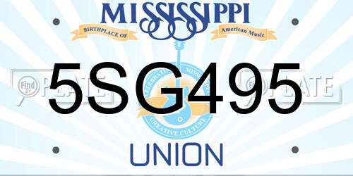 5SG495 Mississippi License Plate