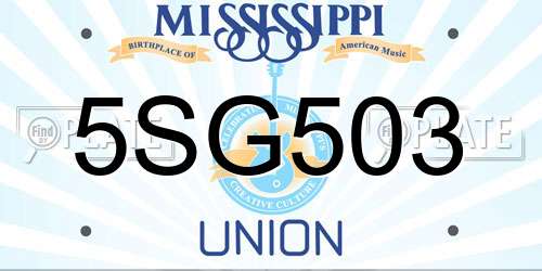 5SG503 Mississippi License Plate