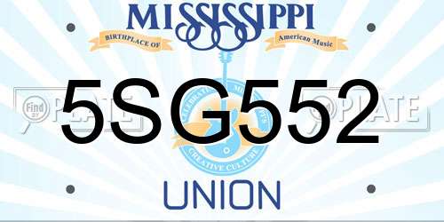 5SG552 Mississippi License Plate