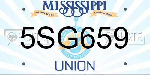 5SG659 Mississippi License Plate