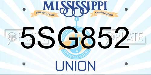 5SG852 Mississippi License Plate