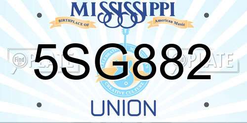 5SG882 Mississippi License Plate