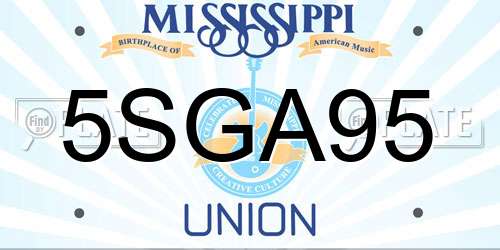 5SGA95 Mississippi License Plate