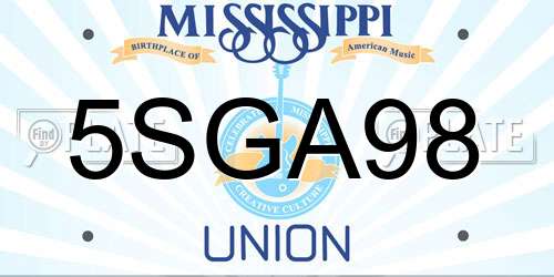 5SGA98 Mississippi License Plate