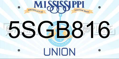 5SGB816 Mississippi License Plate