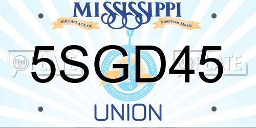 5SGD45 Mississippi License Plate