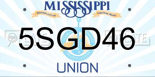 5SGD46 Mississippi License Plate