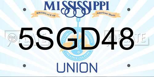 5SGD48 Mississippi License Plate