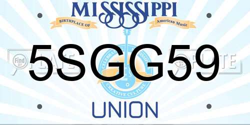5SGG59 Mississippi License Plate
