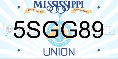 5SGG89 Mississippi License Plate