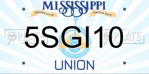 5SGI10 Mississippi License Plate