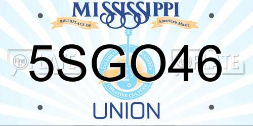 5SGO46 Mississippi License Plate