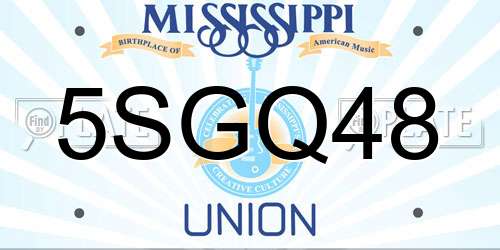 5SGQ48 Mississippi License Plate
