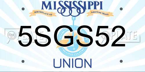 5SGS52 Mississippi License Plate