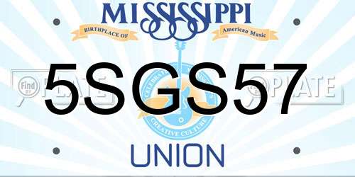 5SGS57 Mississippi License Plate