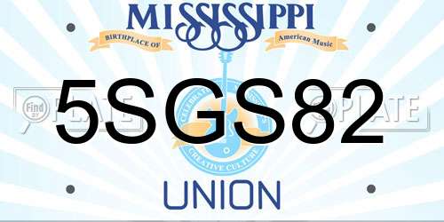 5SGS82 Mississippi License Plate