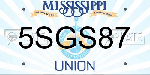 5SGS87 Mississippi License Plate