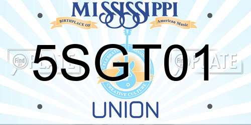 5SGT01 Mississippi License Plate