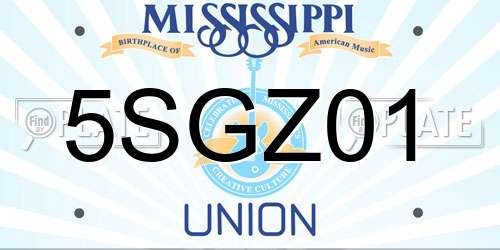 5SGZ01 Mississippi License Plate