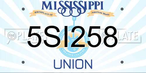 5SI258 Mississippi License Plate