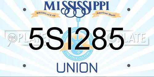 5SI285 Mississippi License Plate