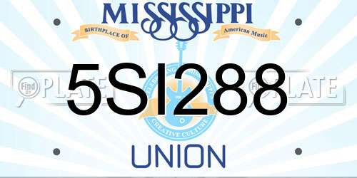 5SI288 Mississippi License Plate