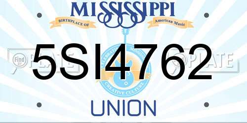 5SI4762 Mississippi License Plate
