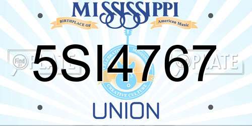 5SI4767 Mississippi License Plate