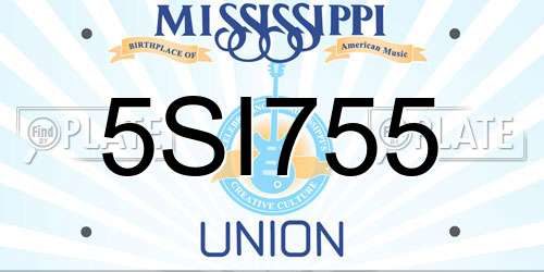5SI755 Mississippi License Plate
