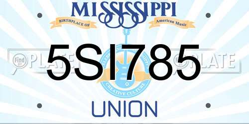 5SI785 Mississippi License Plate