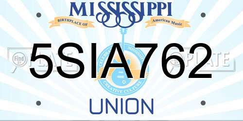 5SIA762 Mississippi License Plate