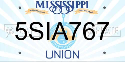 5SIA767 Mississippi License Plate