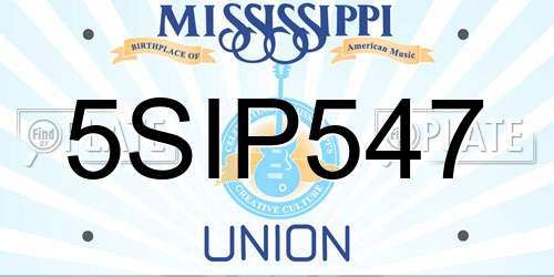 5SIP547 Mississippi License Plate